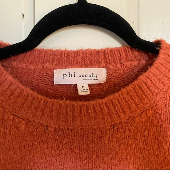 Philosophy Orange Crew Neck Sweater with Relaxed Fit Comfy Stretchy Layers NWOT - Picture 5 of 10